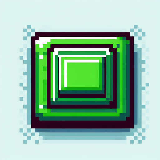 green plain UI button. pixelated. 8 bit. rectangular. Single Game Texture. In-Game asset. 2d. Blank background. High contrast. No shadows.