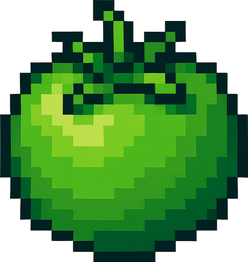tomate verde de pixeles.
In-Game asset.  2d.  High contrast.  No shadows