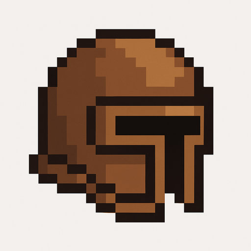 pixel brown game helmet.
In-Game asset.  2d.  High contrast.  No shadows