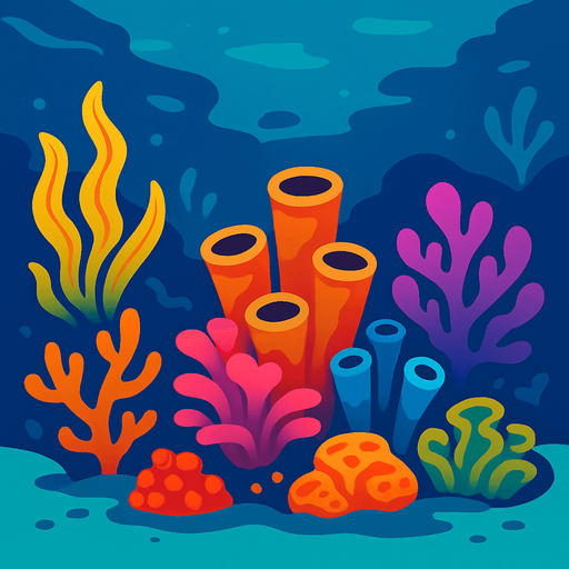 veryy quite coral reef under sea disney 2d image style.
In-Game asset.  2d.  High contrast.  No shadows