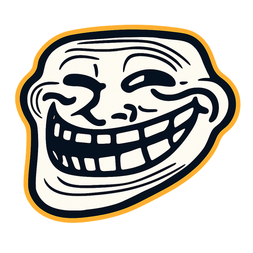 trollface.
In-Game asset.  2d.  High contrast.  No shadows