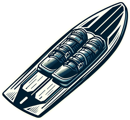 Knee board ski.
Single Game Texture.  In-Game asset.  2d.  Blank background.  High contrast.  No shadows