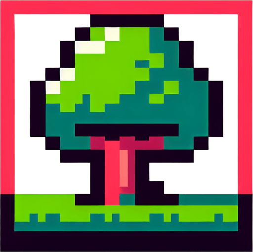 8 bit tree.
Single Game Texture. In-Game asset. 2d. Blank background. High contrast. No shadows.