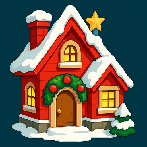 christmas house.
In-Game asset.  2d.  High contrast.  No shadows