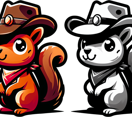 2D squirrel with cowboy hat.
Single Game Texture.  In-Game asset.  2d.  High contrast.  No shadows