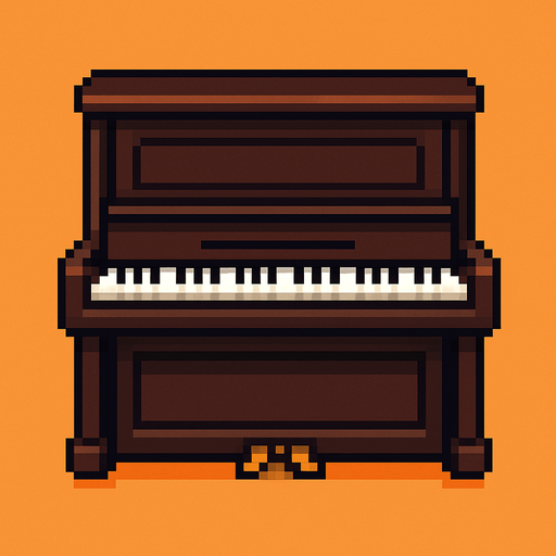 piano pixelart 2d.
In-Game asset.  2d.  High contrast.  No shadows