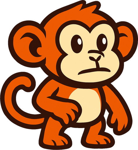 Monkey.
In-Game asset.  2d.  High contrast.  No shadows