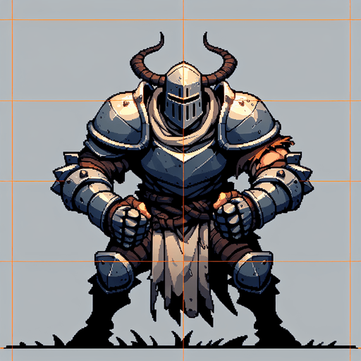 An animated image an aggressive medieval knight.
Single Game Texture. In-Game asset. 2d. Blank background. High contrast. No shadows.