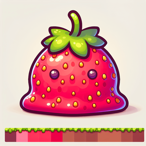 Un slime de fruta RPG con estilo suave y simple.
Single Game Texture.  In-Game asset.  2d.  Blank background.  High contrast.  No shadows
