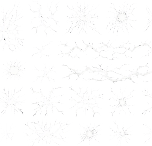 2d sprite sheet of white cracks. black background