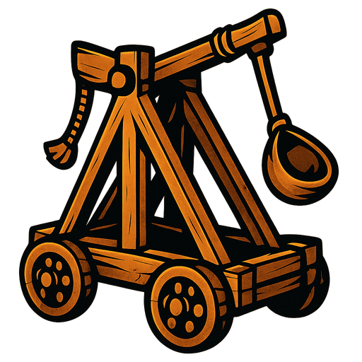 Trebuchet on wheels.
In-Game asset.  2d.  High contrast.  No shadows