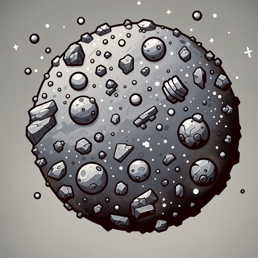 Space rocks.
Single Game Texture. In-Game asset. 2d. Blank background. High contrast. No shadows.