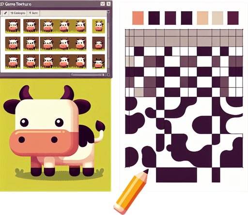 Cow.
Single Game Texture. In-Game asset. 2d. Blank background. High contrast. No shadows.