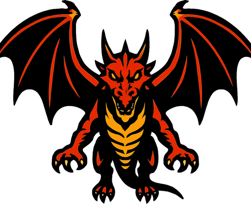 fronf view flying  image dragon with 3 
In-Game asset.  2d.  High contrast.  No shadows