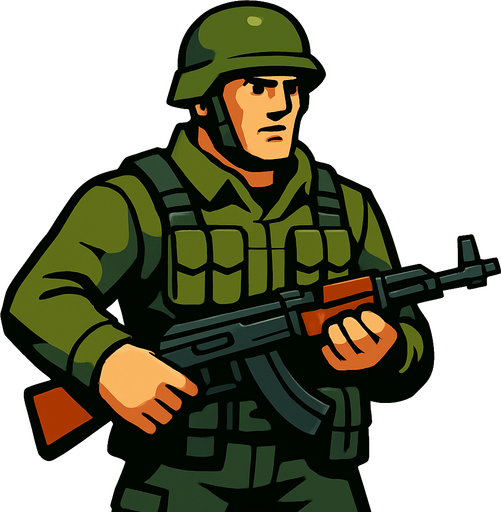Soldier.
In-Game asset.  High contrast.  No shadows