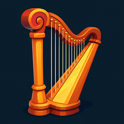 harp.
In-Game asset. 3d.  High contrast.  No shadows