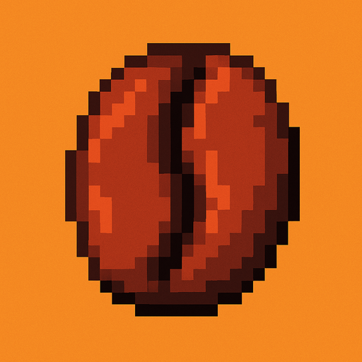 grano de caffe de pixeles.
In-Game asset.  2d.  High contrast.  No shadows