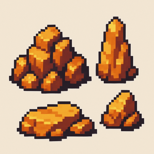 Rocas pixart.
In-Game asset.  2d.  High contrast.  No shadows