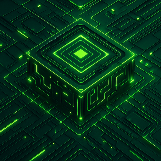 Pack top square of tower facing the screen to use it as a grid. future. seen from above. Cyberpunk. abstract. HD colors. green color.