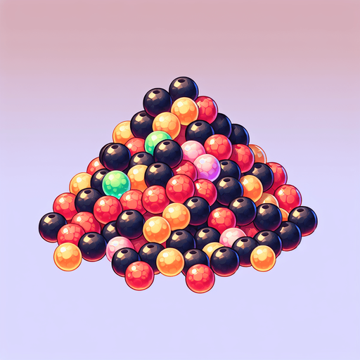 pile of Fruit jelly boba pearls, no cup
Single Game Texture. In-Game asset. 2d. Blank background. High contrast. No shadows.