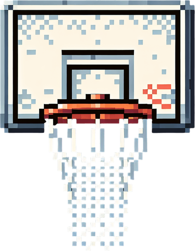 basketball hoop without the backboard, focusing solely on the hoop and net. pixelated. 8 bit..
Single Game Texture. In-Game asset. 2d. Blank background. High contrast. No shadows.