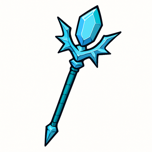 Ice staff.
In-Game asset.  2d.  High contrast.  No shadows