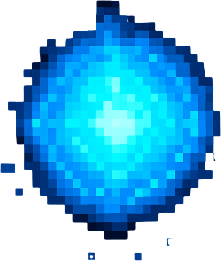 bola de luz azul de pixeles.
In-Game asset.  2d.  High contrast.  No shadows