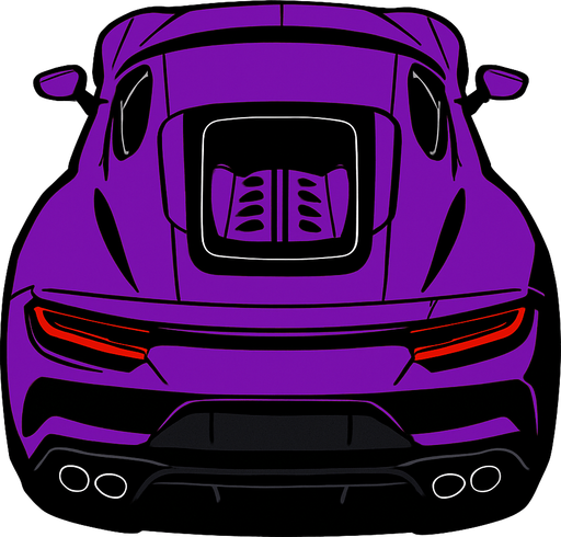 Rear and top view of cool luxury sports car looking upwards.
In-Game asset.  2d.  High contrast.  No shadows