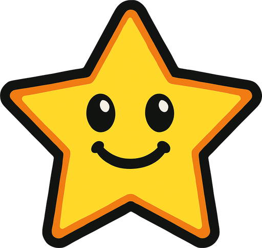 cartoonish star.
In-Game asset.  2d.  High contrast.  No shadows