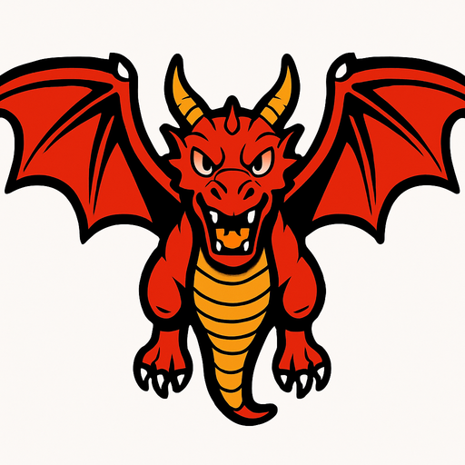 fronf view flying  image dragon with 3 
In-Game asset.  2d.  High contrast.  No shadows