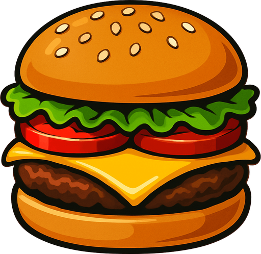 Realistic hamburger.
In-Game asset.  2d.  High contrast.  No shadows