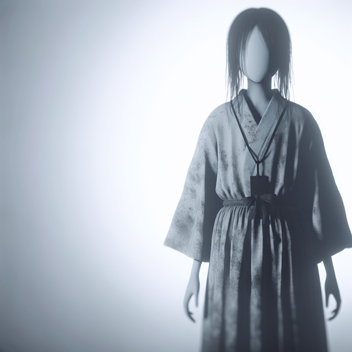 Ghost girl, scary, horror movie, full body, Japanese ghost, 
Single Game Texture. In-Game asset. 2d. Blank background. High contrast. No shadows.