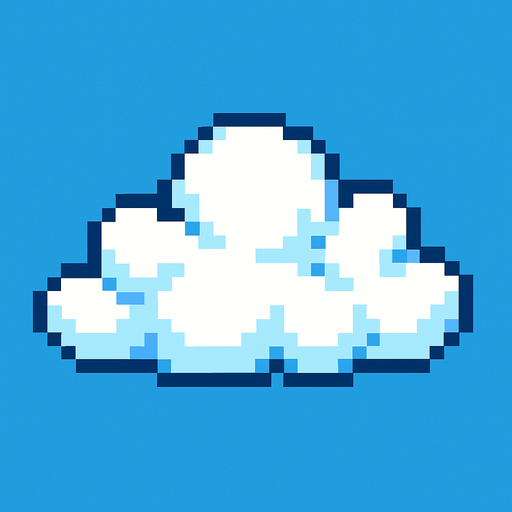 Pixel art cloud.
In-Game asset.  2d.  High contrast.  No shadows