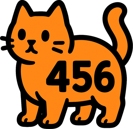 Cat with 456 written on its back.
In-Game asset.  2d.  High contrast.  No shadows