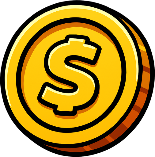 coin.
In-Game asset.  2d.  High contrast.  No shadows. coin