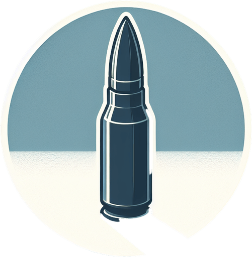 Bullet.
Single Game Texture.  In-Game asset.  2d.  Blank background.  High contrast.  No shadows. 3d