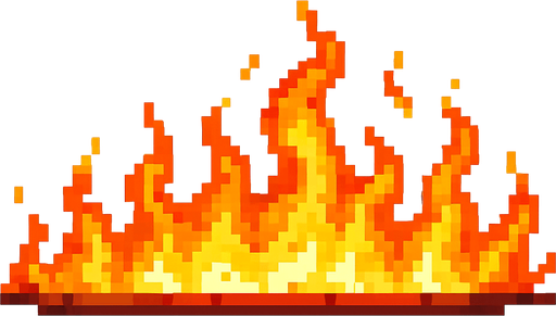 fire left to right pixel.
In-Game asset.  2d.  High contrast.  No shadows