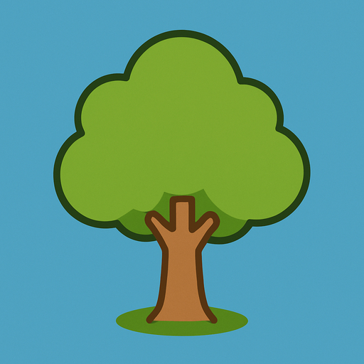 a single simple kawaii tree without outlines and no face, for a non-distracting game background.
In-Game asset.  2d.  High contrast.  No shadows