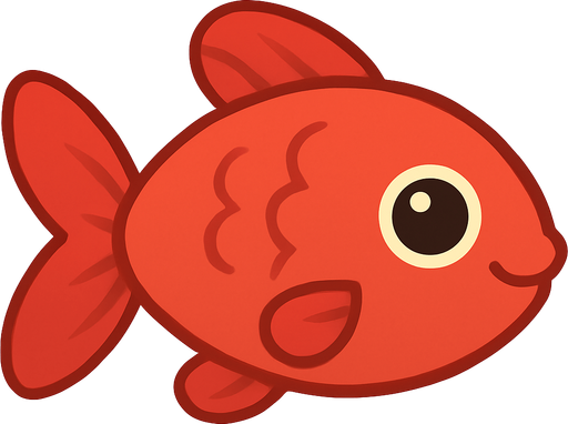 kırmızı renk tatlı balık görseli. No background. Transparent background. Blank background. No shadows. 2d. In-Game asset. flat