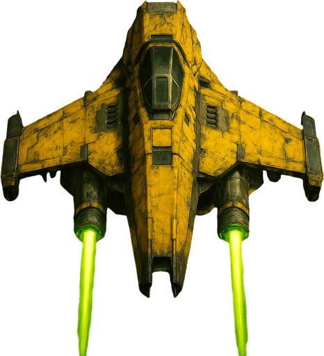 poisonous yellow laser spaceship top view.