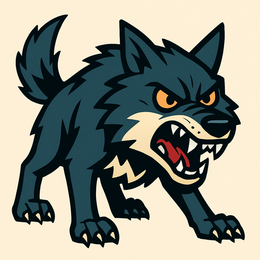 a angry wolve thats in 2d.
In-Game asset.  2d.  High contrast.  No shadows
