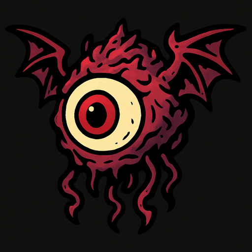 2d mysterious and scary flying eye character's head.
In-Game asset.  2d.  High contrast.  No shadows