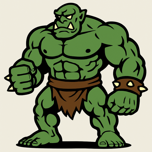 Ogro músculoso y gigante.
In-Game asset.  2d.  High contrast.  No shadows