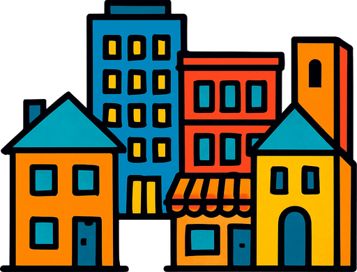 buldings.
In-Game asset.  2d.  High contrast.  No shadows