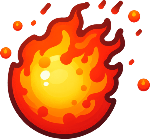 orang fire ball light.
Single Game Texture.  In-Game asset.  2d.  Blank background.  High contrast.  No shadows