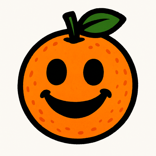 Orange with face.
In-Game asset.  2d.  High contrast.  No shadows