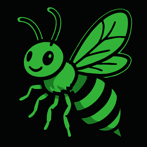 Abeille verte.
In-Game asset.  2d.  High contrast.  No shadows