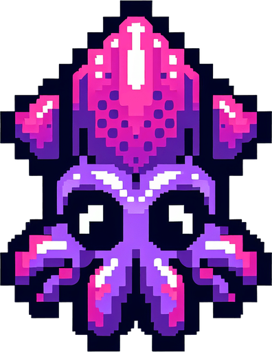 top down image purple squid alien.
Single Game Texture.  In-Game asset.  2d.  Blank background.  High contrast.  No shadows