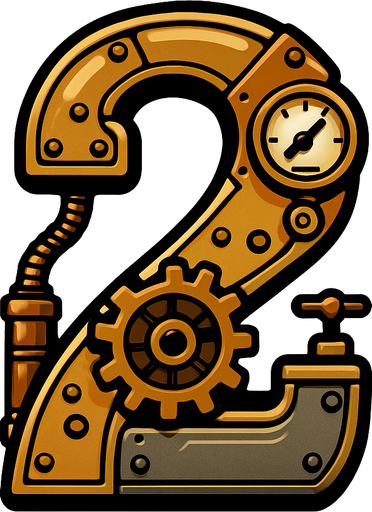 numero 2 estilo steampunk.
In-Game asset.  2d.  High contrast.  No shadows