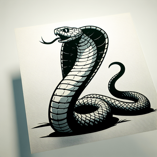 king cobra.
Single Game Texture. In-Game asset. 2d. Blank background. High contrast. No shadows.